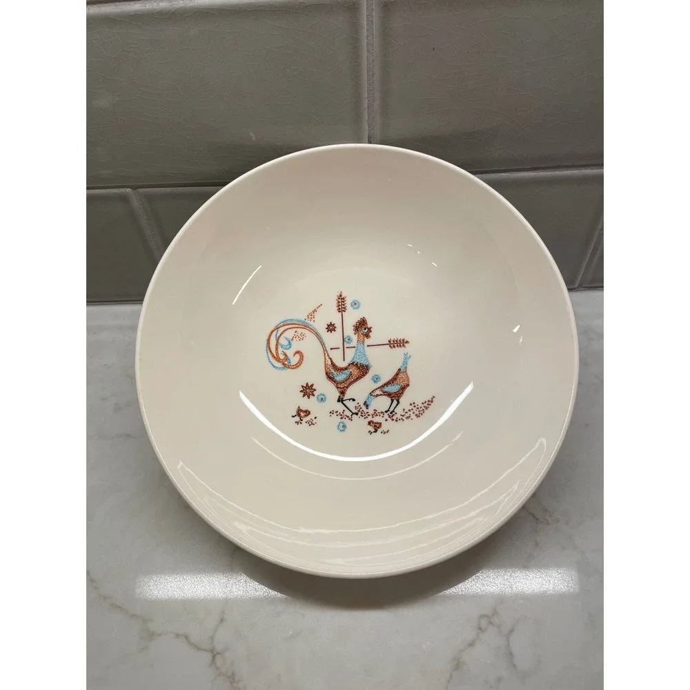 VTG Taylor Smith Taylor Colorcraft Peppermint Roo Vegetable Serving Bowl MCM 9in